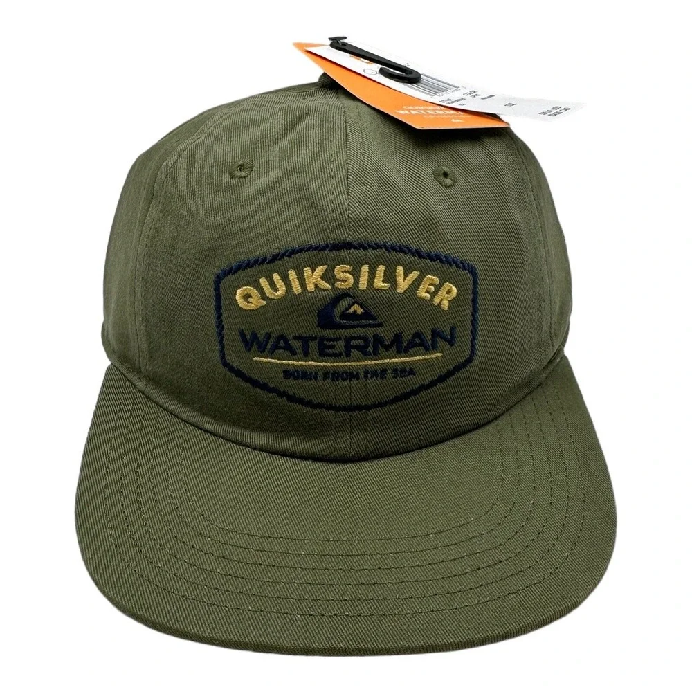 NWT Quiksilver Waterman Green Tipper‎ Born From The Sea Strapback Hat Cap